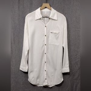 Brixton Linen Blend Button Shirt Womens XS White Casual Comfy Minimalist Retro